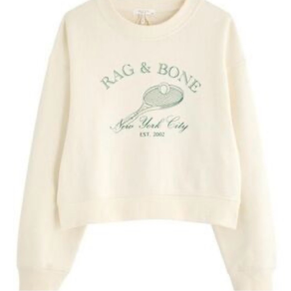 Rag & Bone Racquet Sweatshirt in Ivory Size Medium NWT - Picture 2 of 5